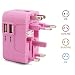 Produktbild RedRiver Stromadapter: Universal USB reiseadapter mit 2 USB-Ports aus 150 Ländern weltweit US UK EU AU Universal fusionierten Sicherheit AC-in Einem Ladegerät mit LED-Betriebsanzeige (Rosa)