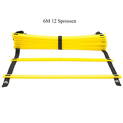 6M 12 Sprossen Sport Trainingsleiter Dauerhafte Fußball Koordinationsleiter mit Tasche - 4