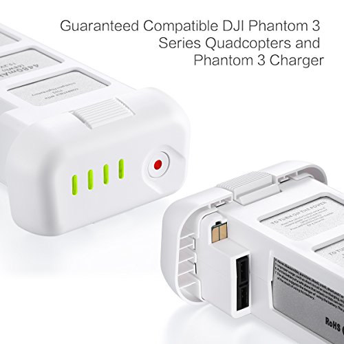 Powerextra 15.2V 4480mAh LiPo Intelligent Replacement Battery for Phantom 3 SE,DJI Phantom 3 Professional, Phantom 3 Advanced and Phantom 3 Standard, 4K Drones (2 Pack)