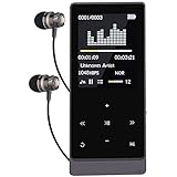 Bluetooth MP3 Player, 8GB Lossless Sound Entry Hi-Fi Touch Button Bluetooth 4.0 Music Players with Dual Audio Port, FM Radio and Voice Recorder Function, Supports up to 32GB SD Card (Black)