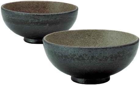 Yama Zhuang pottery Shin Raku Sumi-iro rice bowl pair Sum-4