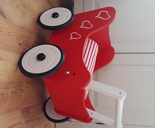 SchwabenKids® Puppenwagen hellgelb + BREMSE + Kissen Holzpuppenwagen Lauflernwagen