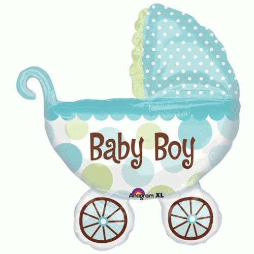 Großer Folienballon * BABY BOY * für Geburt // SUPERSHAPE // Kinder Party Nachwuchs Folien Ballon Helium Deko Ballongas Kinderwagen Jungen