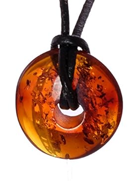 Anhänger Donut Natur Bernstein Bernsteindonuts Bernsteinschmuck GRATIS Kautschuk Halsband #ab90