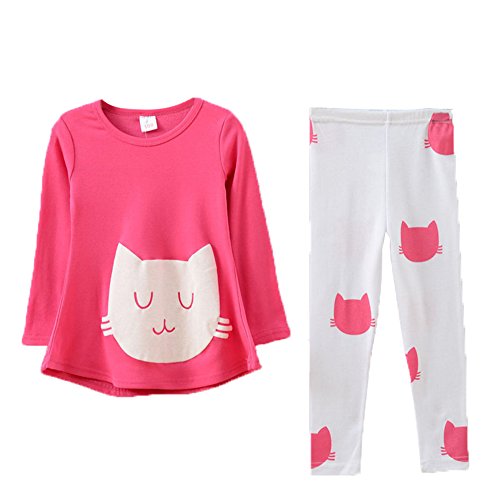 niceEshop(TM) Baby Girls Cat Pattern Long Sleeve T Shirt and Leggings Outfit