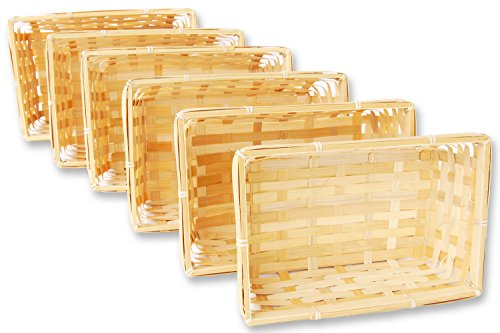 6er Korb Set rechteckige Bambuskörbchen, flacher Füllkorb ca. 24 x 16 x 7 cm, Spankorb natur - 2