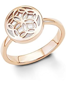 s.Oliver Damen-Ring Perlmutt Blume floral 925 Sterling Silber rosévergoldet