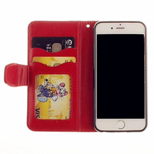 MUTOUREN für iPhone 7 4.7 Zoll Hülle Schutzhülle PU Leder Bookstyle Handyhülle Brieftasche Wallet Schale Portemonnaie Klapphülle mit Standfunktion Taschen kratzfeste Stoßfest Magnetic Snap Bumper Schale – Geprägte Muster indische Mandala Rot + Stylus Touch Pen - 5