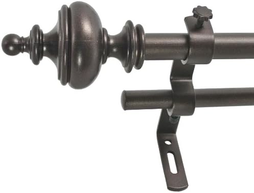 Decopolitan 5/8" Double Curtain Rod Set, Toasted Copper, 26 to 48 Inches