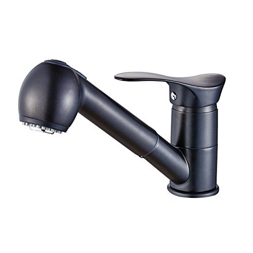 Fapully Küchenarmatur Küche Wasserhahn Ausziehbar Messing Schwenkbar Spültischarmatur Chrom Schwarz - 3