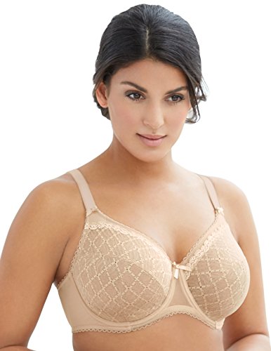 Glamorise Underwire Lace Bra Sujetador Cobertura Total, Beige (Carne), 120D para Mujer