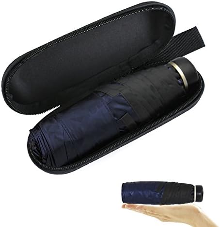 Ultra Mini(6.7"), Ultralight(7.4oz) ,Open Diameter(38.6") Travel UV Umbrella With Case for Women Purse Handbag (Blue)