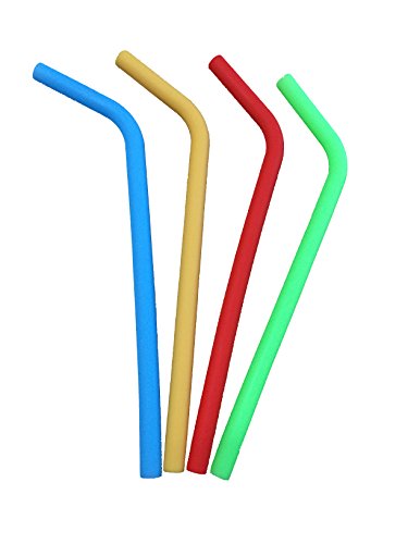 Preisvergleich Produktbild Wiederverwendbare Trinkhalme 4 Stück Lebensmittelechtes Silikon Trinkhalme ideal als Smoothie Trinkhalme Party Trinkhalme Kinder Strohhalme