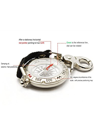 mmy- Kompass nostalgisch Compass Tasche-Zirkel tragbar für Reise Außen Outdoor Navigation Camp Wandern Guide D-Tool survie-argent - 5