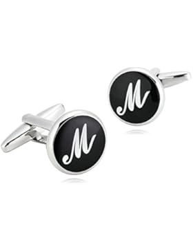 Epinki Herren Edelstahl Manschettenknöpfe Alphabet Buchstaben Klassisch Rund Form Hemd Manschetten Knöpfe Für...