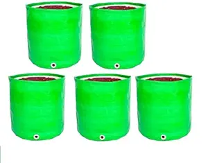 Green Vibes HDPE Grow Bags 15x15 Inch Pack of 5 - Heavy Duty , Proper Drainage Holes . 15*15 Inch Grow Bags for Creepers