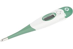 Badabulle Thermomètre digital (voie buccale, rectale et à l'aisselle), 10 secondes chrono, Embout flexible, Mémorise température, Température à 0,1°C près