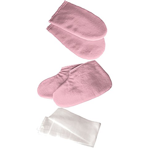 Deo Paraffin Wax Manicure Pedicure Mitts Booties Treatment Cotton Hands Feet Liners Protectors PINK