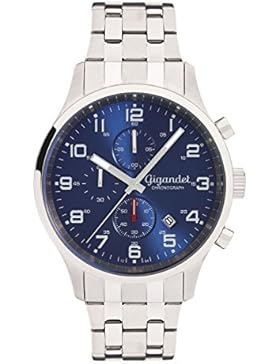 Gigandet Herren-Armbanduhr Red Touch Quarz Uhr Chronograph Analog Edelstahlarmband Blau Silber G51-005