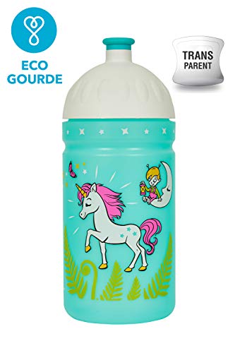 La Gourde écologique 0,5L Enfant sans BPA Bouteille d'eau Incassable Durable et Sympa (L'unicorne et Les fées)