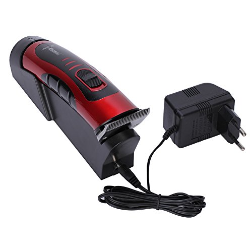 KYG Profi Elektrischer Haarschneidemaschine Haar Clipper Trimmer Haarschneider mit Ladestation und 5 Aufsätzen Rot/Schwarz - 5