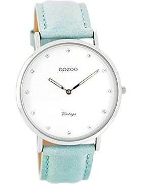 Oozoo Vintage Damenuhr Lederband 40 MM Weiss/Mint C7772