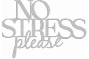 Declea Home Decor Scritta Frase in Legno da Appendere alla Parete per Cucina Locali e Bar, Decorazione Murale No Stress Please, Parola Decorativa in Legno