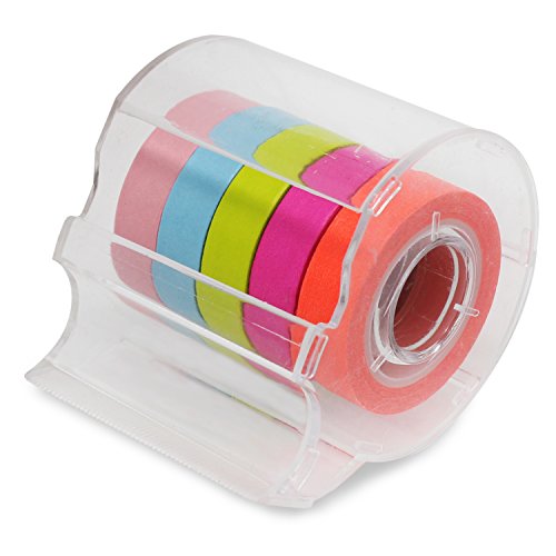 PsmGoods® Dekorative Washi Klebeband 10 Rolls bunten DIY Sticky Masking Klebeband (Bunt mit Klebebandhalter) - 5