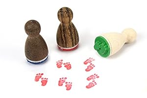 Stemplino® Minisello – Diseño: pies de bebé – 12 mm de diámetro – Sello de madera para niños Bullet Journal Sello con diseño de bebé