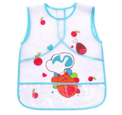 1 x Baby Water Proof Apron Bib for FEEDING / PAINTING / COOKING / ARTS & CRAFTS / PLAYING - 24 m+ - BLUE