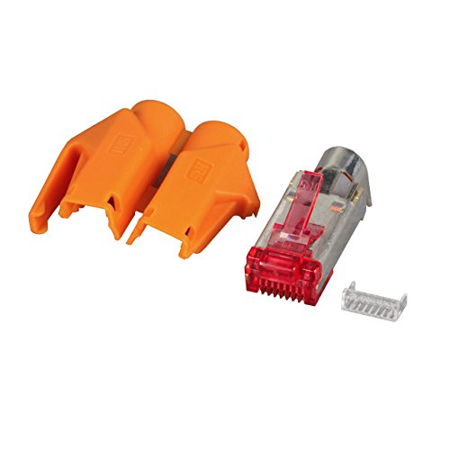 BIGtec 10 x RJ45 Stecker TM21 Hirose CAT.6 orange / Stecker + Tülle + Knickschutz / CAT6 Crimp Stecker