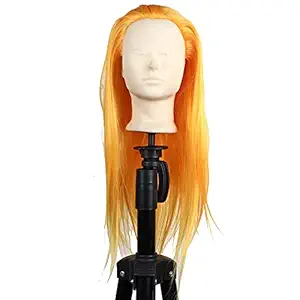 88 ENTERPRISE Synthetic Hair Extensions and Wigs Saloon / Dummy / Training Head For Hair Styling/ Practice/ Cutting With Clamp Stand (Yellow)