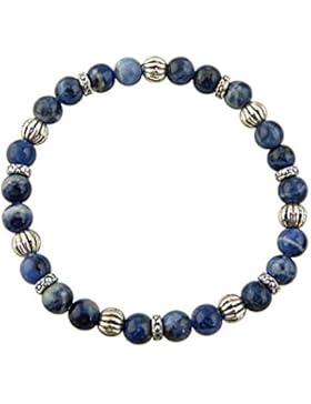 Sunsara Traumsteinshop Edelstein Sternzeichen Armband - Schütze, Sodalith (dunkel), mit silberfarbenen Tibet Perlen...