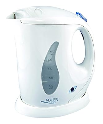 ADLER Mini-Bouilloire de voyage AD02 mini sans fil, Capacité de 0,6 litre, Puissance de 760 Watt, Théière automatique, Bouilloire électrique, blanc, avec arrêt automatique