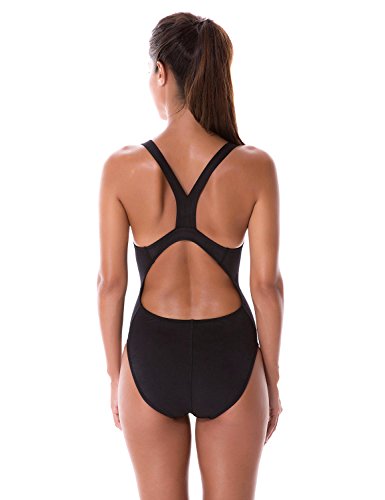 SYROKAN - Bañador Deportive MaxbackTraje de Baño Atlético Una Pieza Para Mujer Negro 38 inch