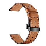 happy event Schmetterlingsschnalle Leder Armbanduhr Armband für AMAZFIT 2 / 2S 22MM (Braun)