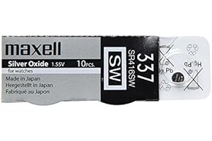 Pilas Maxell 337 SR416SW, 1 paquete con 10 piezas de 1,55 V, pila de reloj de óxido de plata fabricada en Japón
