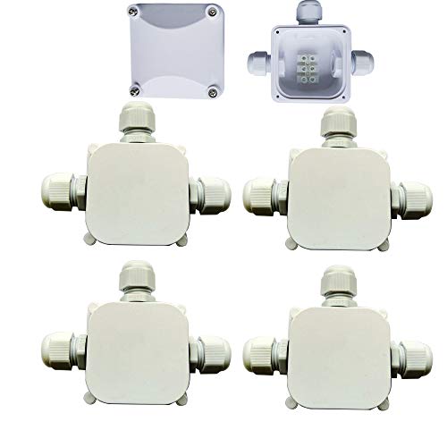 WPERSUVV 4Pcs IP66 Impermeabile Scatola di giunzione elettrica, Scatola di giunzione elettrica esterna a 3 vie Giunto esterno PG11 Pressacavo 5-10mm (Bianco)