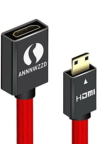 LinRui Mini HDMI to HDMI Adapter Cable, HDMI Type C to Type A Converter Support 3D, 4K Vision Transfer Suitable for Mini HDMI Equipped (25cm)