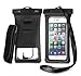 Price comparison product image Floatable Waterproof Case / Pouch for all Smart Phones (IPhones up to 7+, Samsung Galaxy up to S8+ etc.) Protects phone from water, sand & sun-cream - perfect for holidays, travelling & outdoor activities (beaches, pools, watersports, boats & wintersports) - touch friendly clear windows maintain device functionality. Strap to attach to arm and headphone jack. [LATEST 2018 MODEL]  (Black)