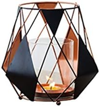 ZI LING SHOP- Nordic Romantic Candlestick Decoration American Style Retro Dining Table Living Room Iron Glass Candle Cup Decorations ( Size : 17cmx17.5cm )