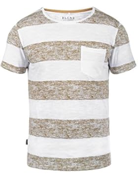 BLEND Vegas Herren T-Shirt Rundhals Streifen-Shirt mit Brusttasche
