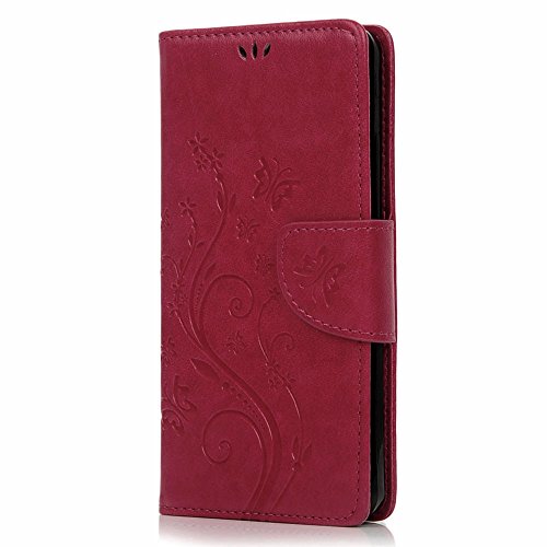 bq Aquaris E5s bq Aquaris E5 4G LTE Funda Libro de Suave PU Leather Cuero Impresi  n Cordel de mano- Mavis s Diary Carcasa Con Flip case cover Cierre Magn  tico Funci  n de Soporte Billetera con Tapa para Tarjetas-Dise  o de Mariposa y flores rose red