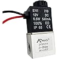 AOMAG® 1/8 inch DC 12V 2 Way Normally Closed Pneumatic Aluminum Electric Solenoid Air Valve