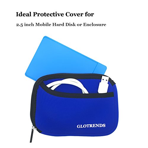 GLOTRENDS Universal Festplattentasche für 2,5 Zoll Festplatten und SSD/HDD, Hard Case erschütterungsfeste Schutzbox (Blau) - 6