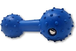 WEPO Juguete para perros interactivo azul – huesos de perros pequeños – Juguete para perros de caucho natural – Juguete masticable para perros con cascabeles pequeños – Aumenta el interés en jugar