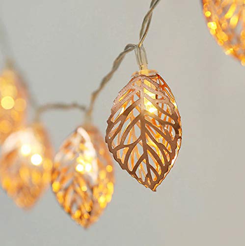 PragAart Metal Leaf 16 LED String Light 4-Meter Steady Warm White Light for Home Decoration
