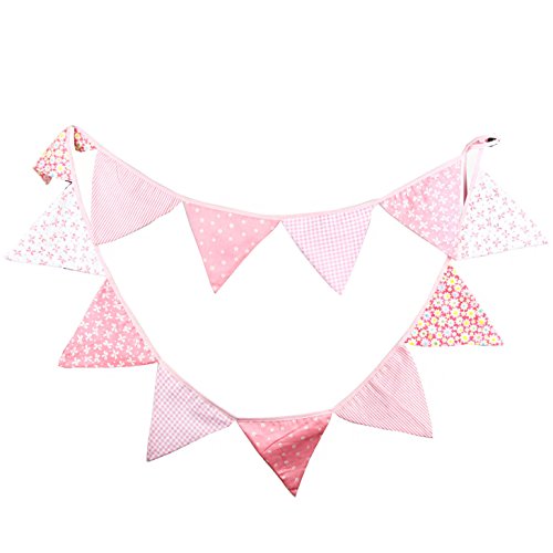 Oblique-Unique® Bunte Wimpel Girlande Baumwolle Wimpelkette Doppelseitig Farbenfroh Drinnen & Draußen - Motiv wählbar