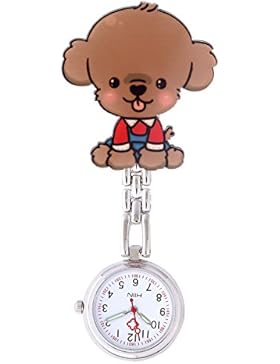Creative Niedlich Gelockter Hund Doktor Krankenschwester Taschenuhr Fob Uhr Clip on Anhänger Hängen Leicht zu...