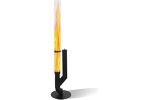 Fiqops Torcia a pellet in acciaio inox con tubo in vetro da 100 x 8 cm, per ambienti esterni, tubo di fuoco per giardino e terrazza, facile da montare